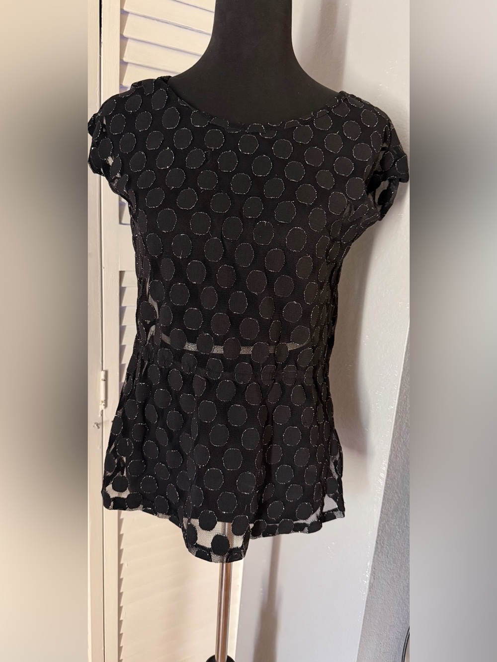 The Limited Black Sheer Polka Dot Overlay Top